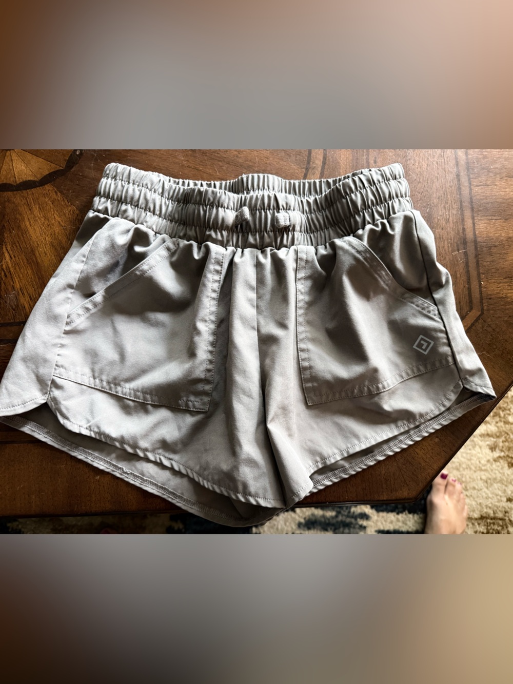 Abercrombie Kids Light Gray Athletic Shorts with Patch Pockets
